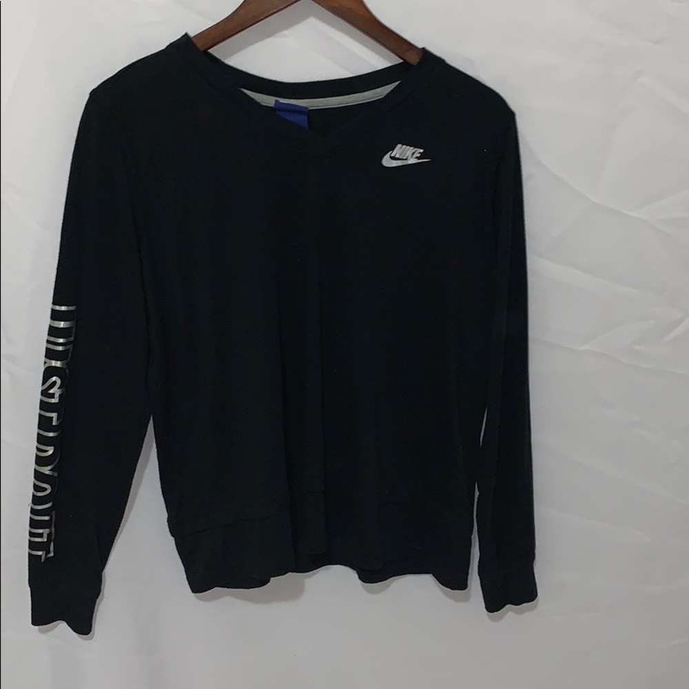 Black Nike long sleeve with holographic logo